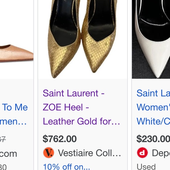 Authentic Saint Laurent Gold Metallic Heels - Picture 1 of 11